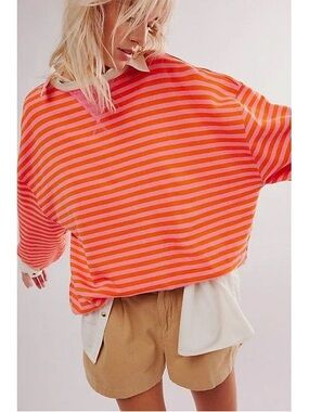 Free People We the Free Classic Striped Oversized Crew